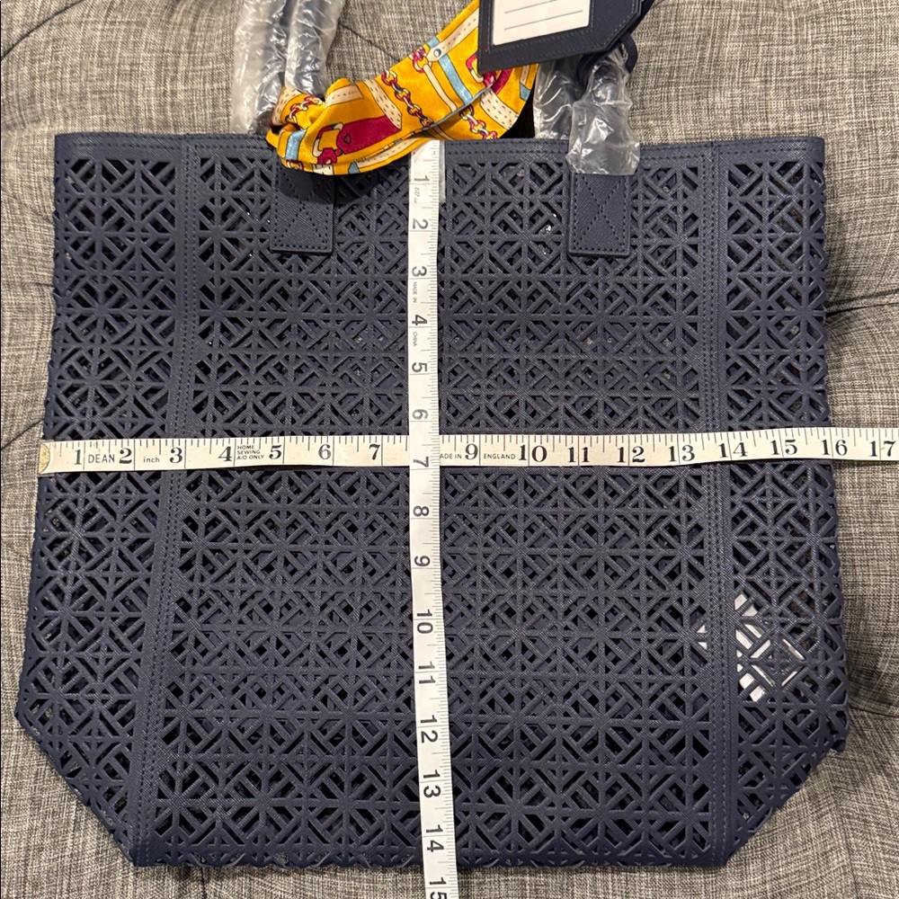 Tory Burch Bag Perforated Navy PVC Tote - Picture 14 of 14
